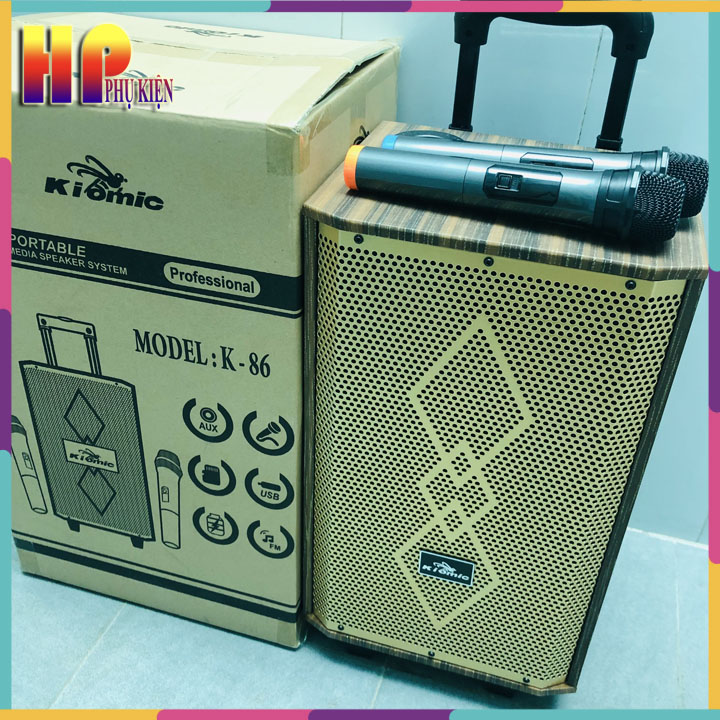 Loa kéo karaoke bluetooth kiomic K86 tặng micro không dây hát siêu hay - Loa bán hàng, loa trợ giảng, loa kẹo kéo phân phối toàn quốc