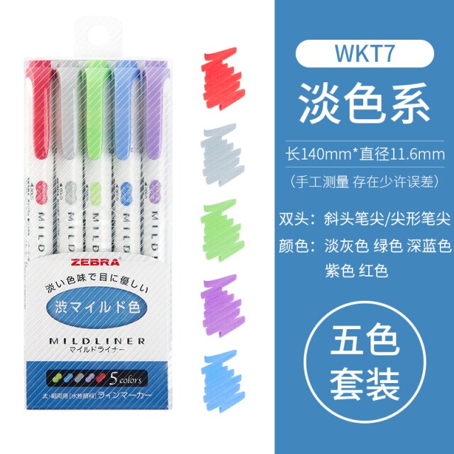 BỘ 5 BÚT HIGHLIGHT ZEBRA MILDLINER WKT7