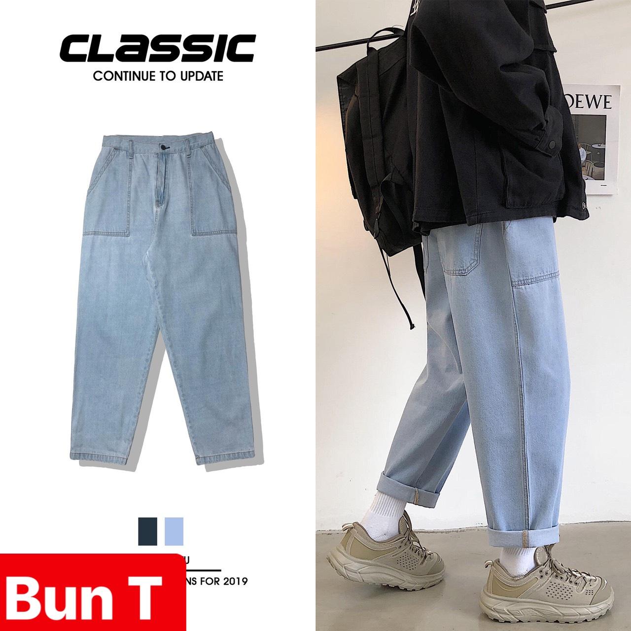 QUẦN BAGGY JEAN NỮ CHẤT BÒ XANH TÚI TO ỐNG SUÔNG RỘNG LƯNG CAO NÂNG MÔNG TREND VIP T&T-22 - TRANG BUN FASHION