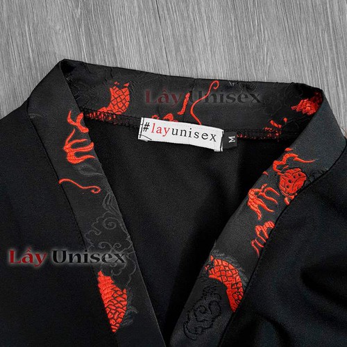[HCM]o Haori Kimono Phối Gấm Rồng Đỏ