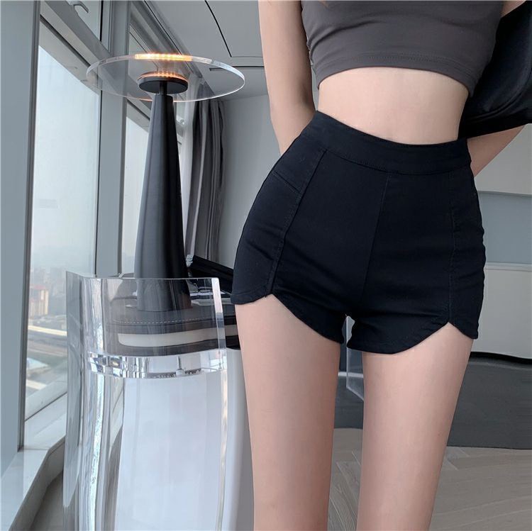 Quần đùi nữ xẻ v lưng cao nữ chất vải thun coton