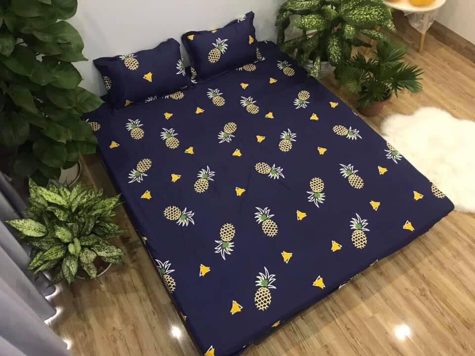 Bộ Ga Gối 3 Món , Dứa Xanh :Bedingshop-  drap giường, ga giường, ra giường, drap trải giường,ga trải giường, drap trải giường đẹp ga trải giường cưới, bộ ga trải nệm mát, ga giường cưới,Ga giường spa