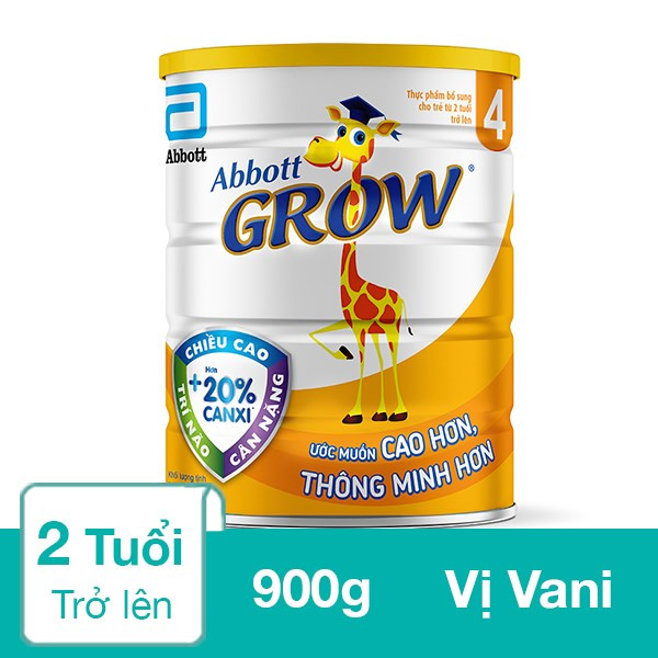(HSD T4-2026) Sữa Bột Abbott Grow 4 - Hộp 900g (Dành Cho Trẻ Trên 2 Tuổi).