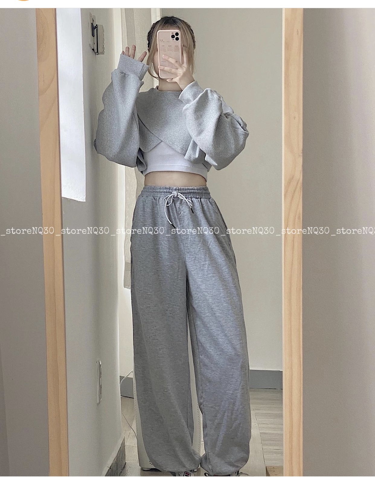 Set Quần Jogger Trơn + Set 2 Món Áo Croptop Đắp Chepo