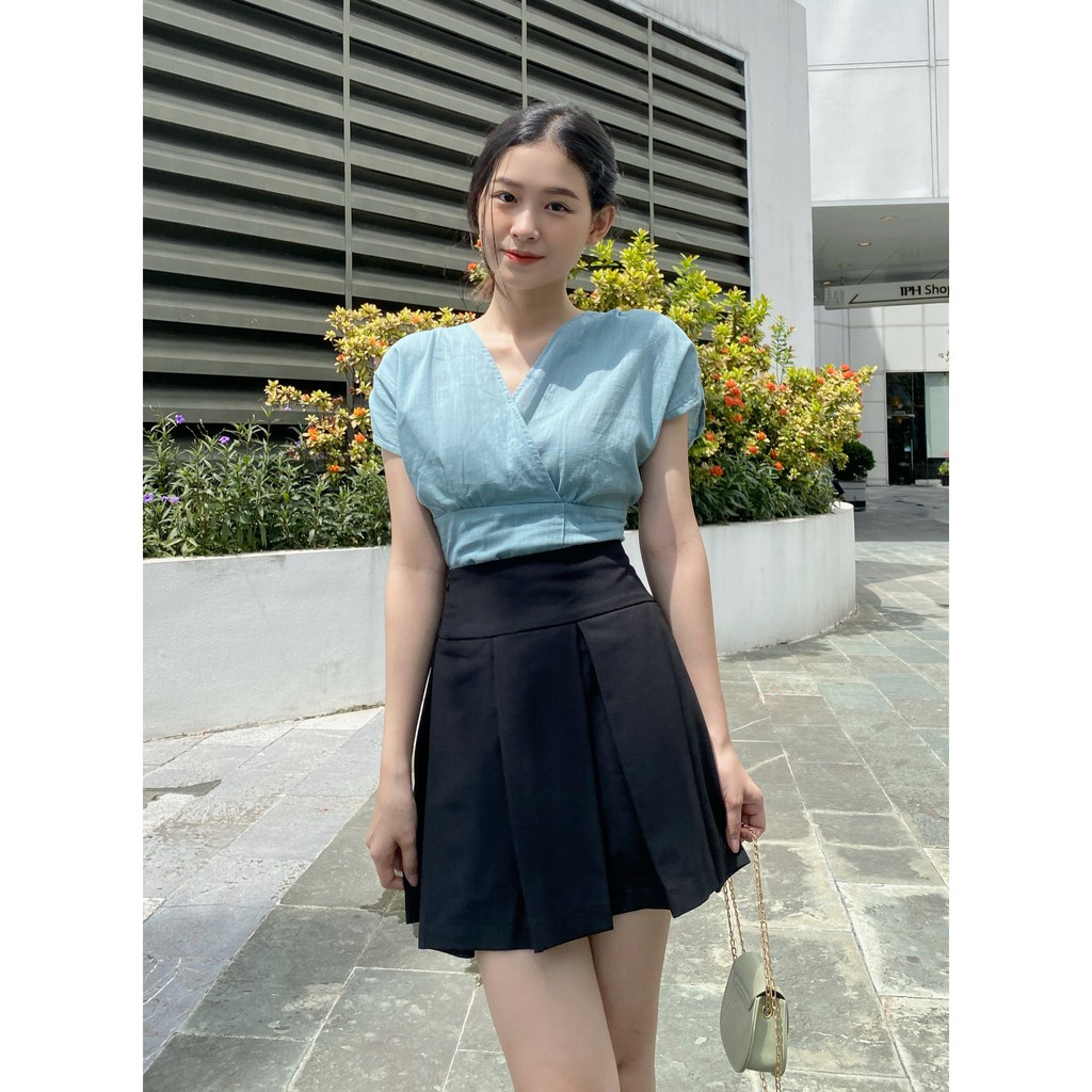 Yu cherry | áo nữ shiny linen top ya379