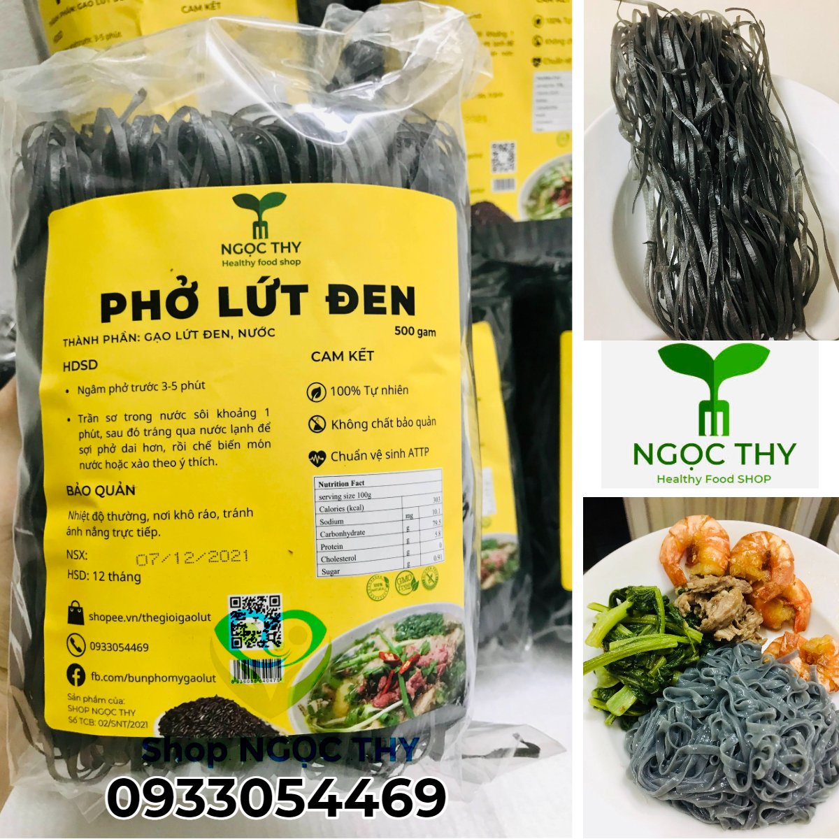 [NT Food] Phở gạo lứt đen ăn kiêng giảm cân dai ngon healthy gói 500gr