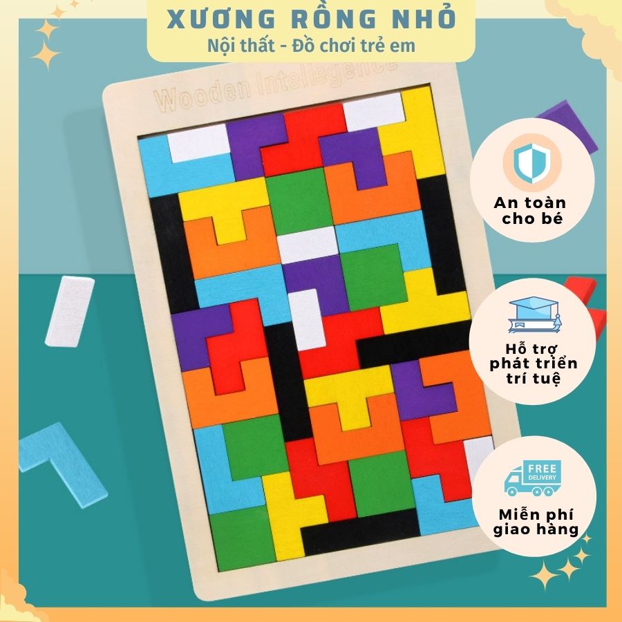 Đồ chơi xếp hình thông minh, đồ chơi xếp gạch bằng gỗ - xương rồng nhỏ