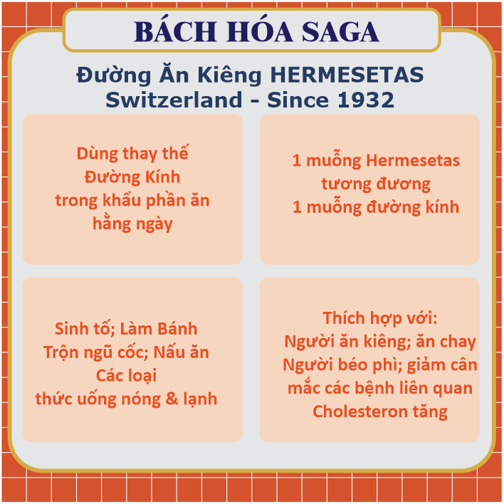 [HÀNG CHÍNH HÃNG] ĐƯỜNG ĂN KIÊNG HERMESETAS  Stevia Lọ 75g