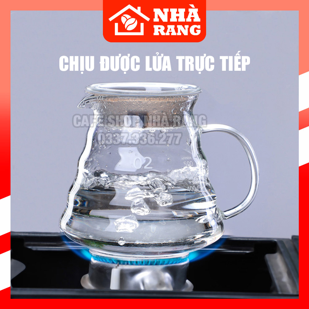 Bình thủy tinh pha cà phê 300ml 500ml có nắp đậy | Cafe Nhà Rang