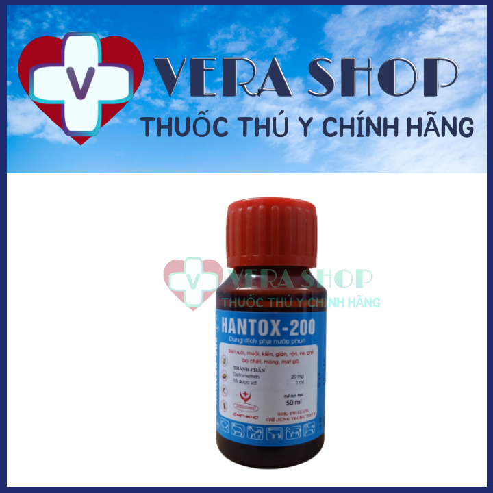 HANVET HANTOX 200 50ML - Thuốc diệt ruồi, muỗi, mạt gà, kiến, gián, rận, ve