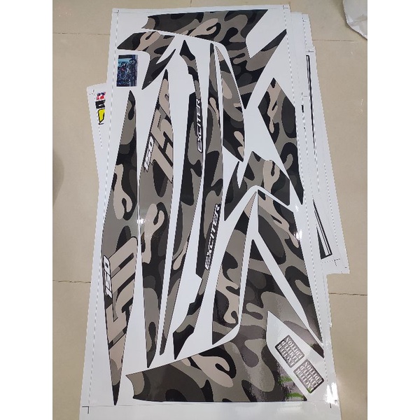 Tem Rời Exciter 150 Camo Xám Nâu Dán Xe Đen