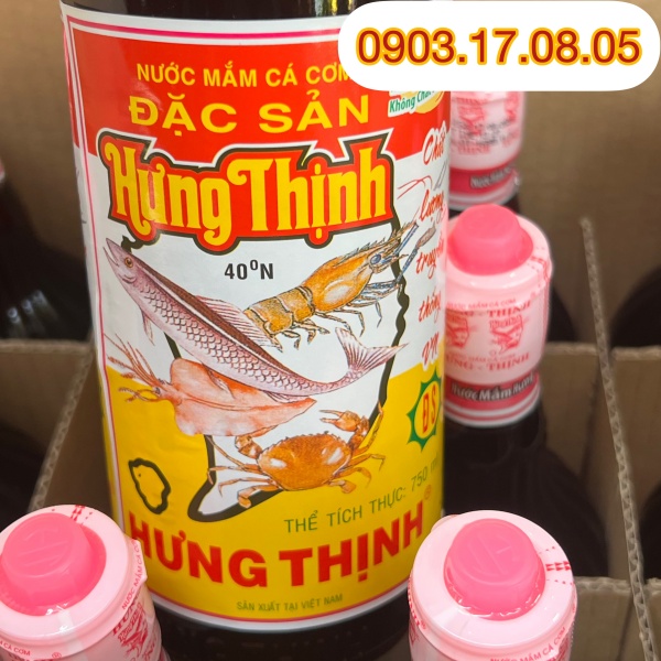 [40 ĐỘ ĐẠM]Nước mắm HƯNG THỊNH (chai thuỷ tinh 750ml)
