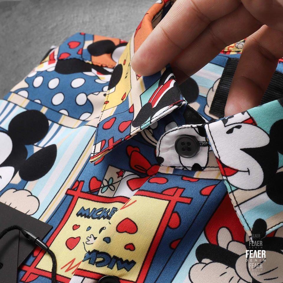 Áo Sơ Mi nam tay ngắn Chuột Mickey - Chất lụa