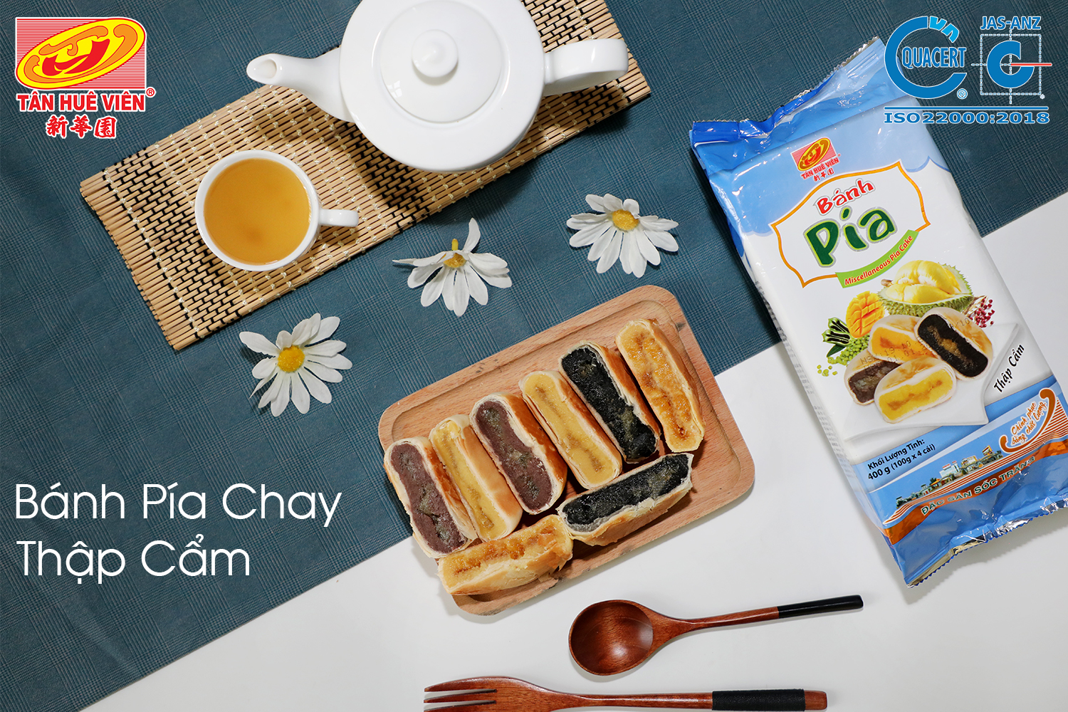 BÁNH PÍA CHAY THẬP CẨM (400g x túi ) Tân Huê Viên