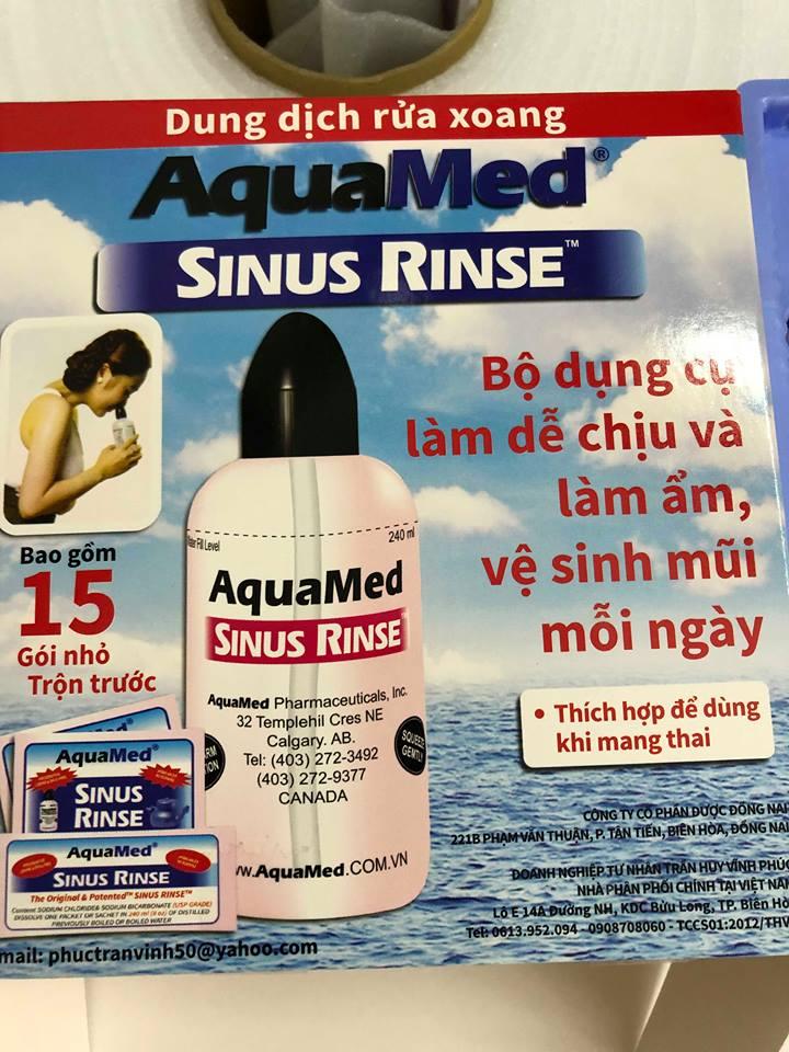 Bình rửa mũi aquamed tặng 15 gói muối