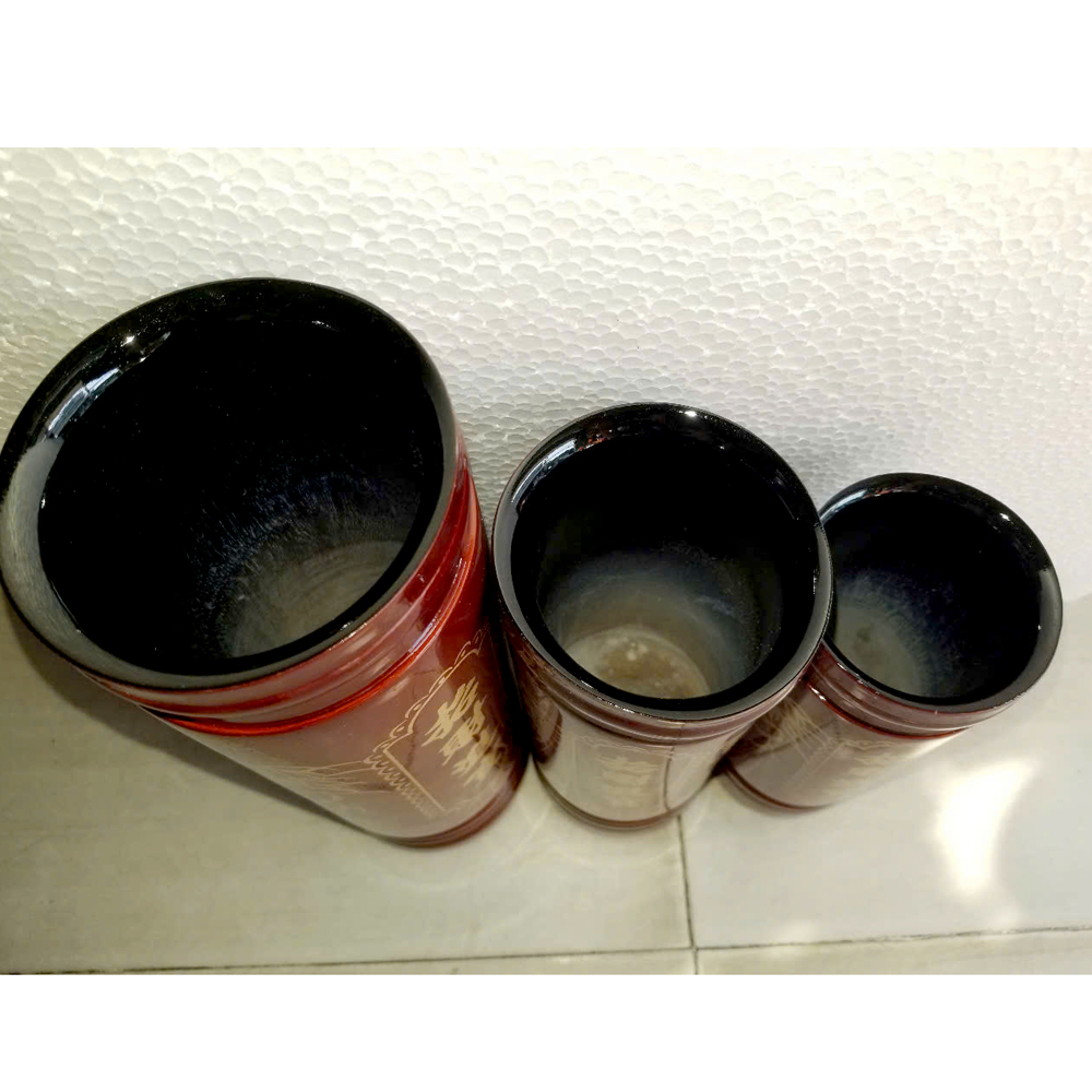 [HCM]Ống đựng nhang sơn nâu vẽ lá tre