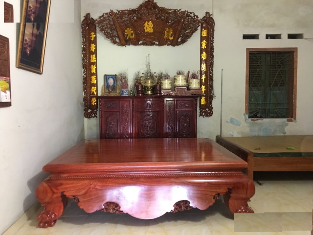 Sập Đại Chân Quỳ Dạ Cá Trơn Gỗ Hương Đỏ Nam Phi