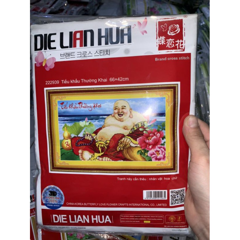 [HCM]Tranh thêu chữ thập Phật Di Lặc tiếu khẩu trường khai 222939 - kích thước 66 * 42