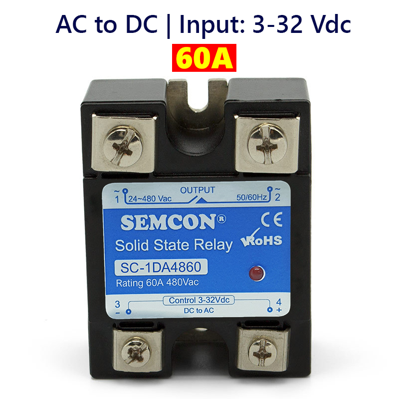 Relay bán dẫn - ssr 1 pha dc to ac input: 3-32vdc output: 24-280vac dòng 40a, 60a, 80a, 100a, 120a, 150a, 200a
