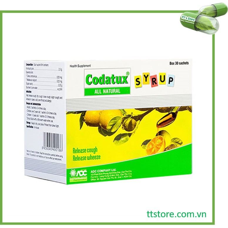 [HCM]Codatux Syrup [Hộp 30 gói] - Siro codatux hỗ trợ giảm ho long đờm cho bé