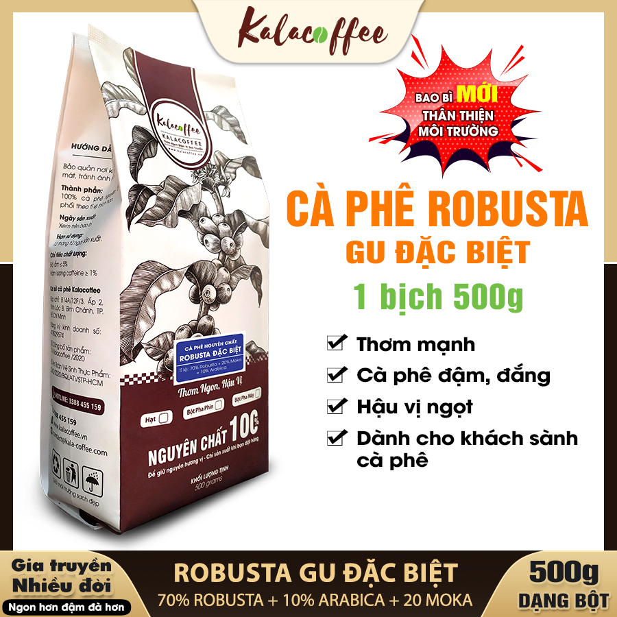500G Cà phê Robusta Rang xay Đặc Biệt Cafe nguyên chất 100% pha phin