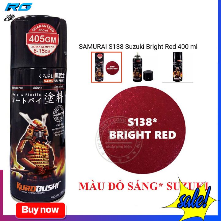 Chai Sơn Xe Máy Cao Cấp SAMURAI Đỏ Nhạt S138* 400ml