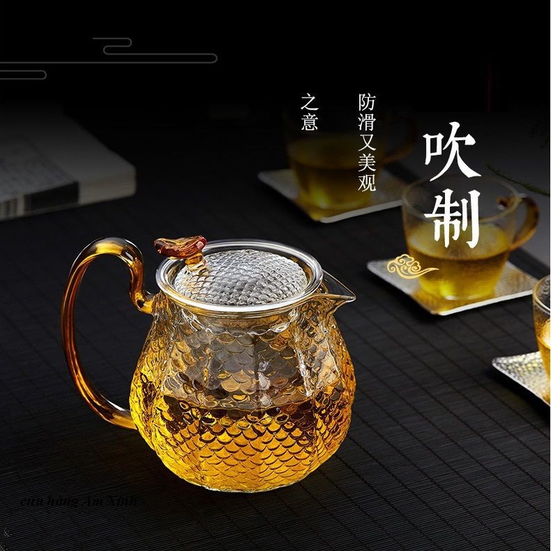 Bộ ấm chén pha trà thủy tinh chịu nhiệt 560 ml
