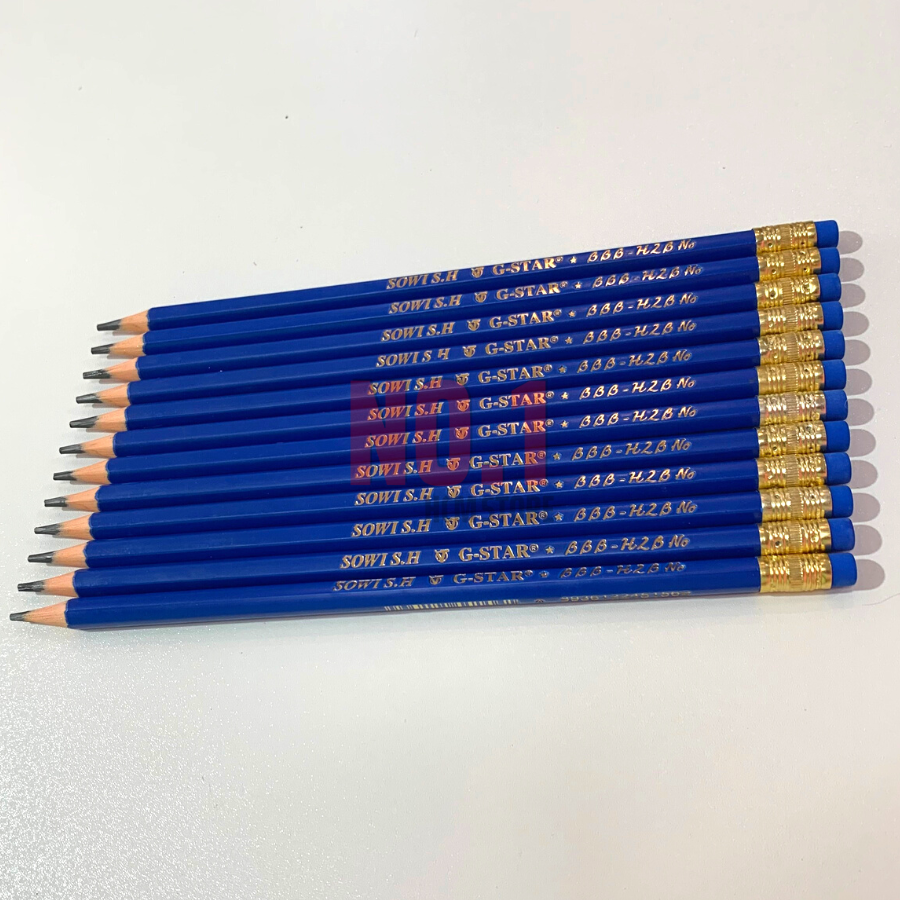 Hộp 12 Cây Bút Chì HB G-Star BBB, Thân Màu Xanh Dương, Vỏ Nhựa, Chuốt Không Gãy Vụn Chì - VPP No.1