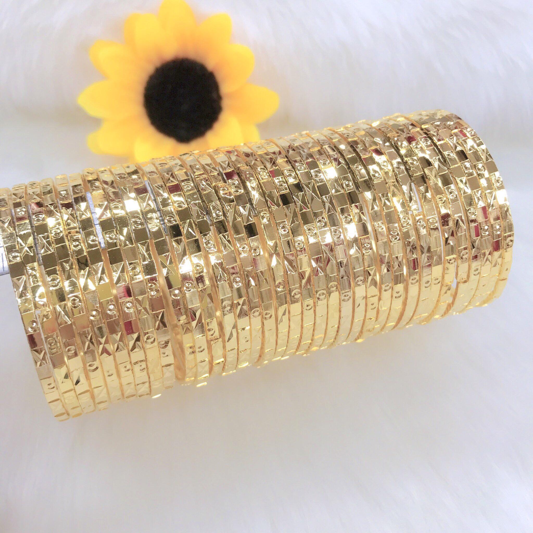 [HCM]Vòng Tay Nữ Mạ Vàng vòng tay nữ đẹp ximen bộ 7 chiếc bản 3li chạm khắc hoa văn tinh tế xinh đẹp sáng lung linh TRANG SỨC GADO V030 - Đi Tiệc Đi Đám Cưới Cực Sang Chảnh