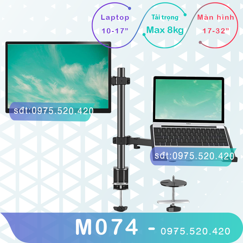 [Siêu phẩm] M074 - Giá Treo Màn Hình [17-32inch] Kèm Giá Đỡ Laptop/MacBook [10– 17Inch] [Ưu việt hơn M052/ NB H180]