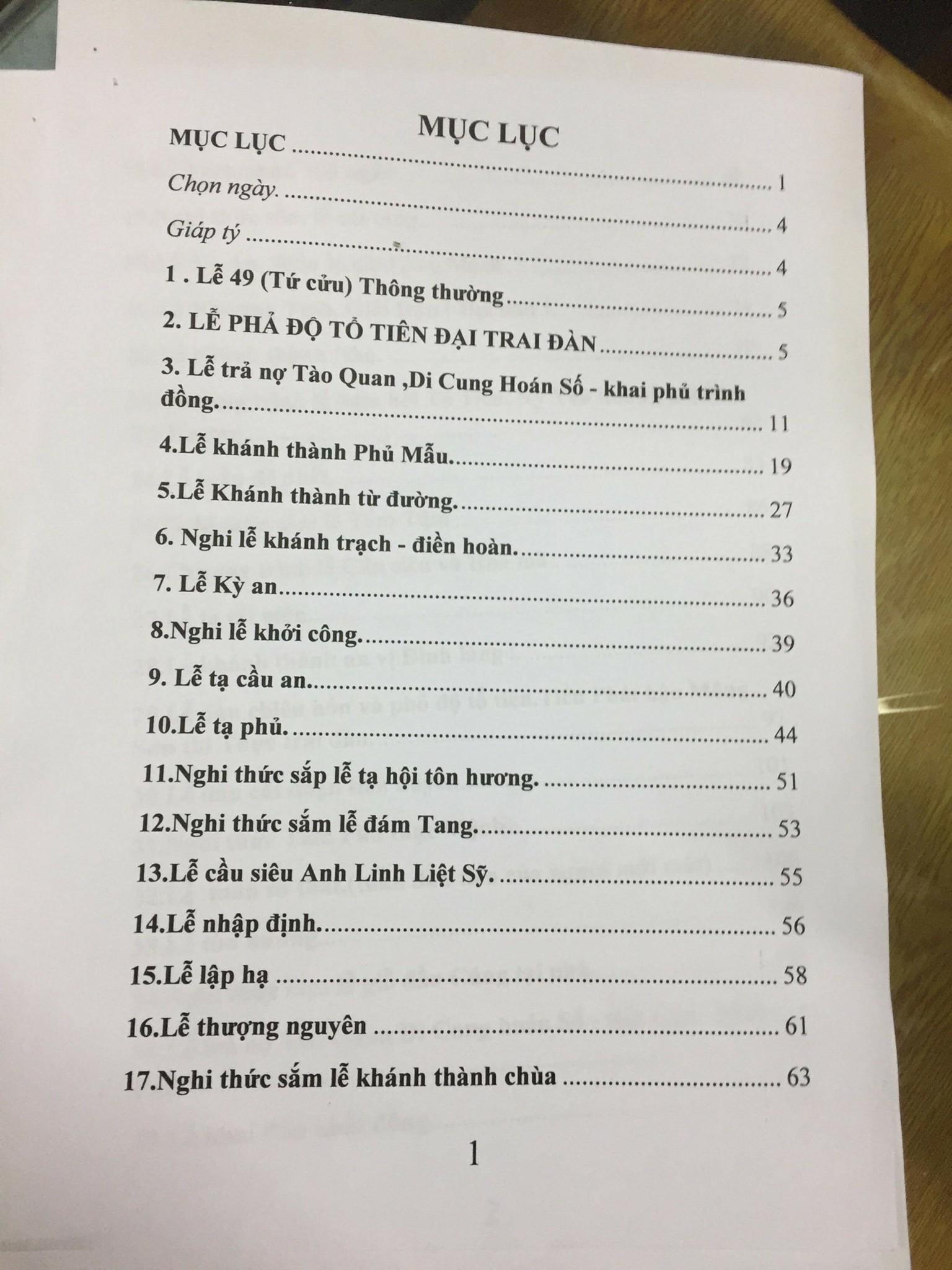 Sách Nghi Thức Sắm Lễ