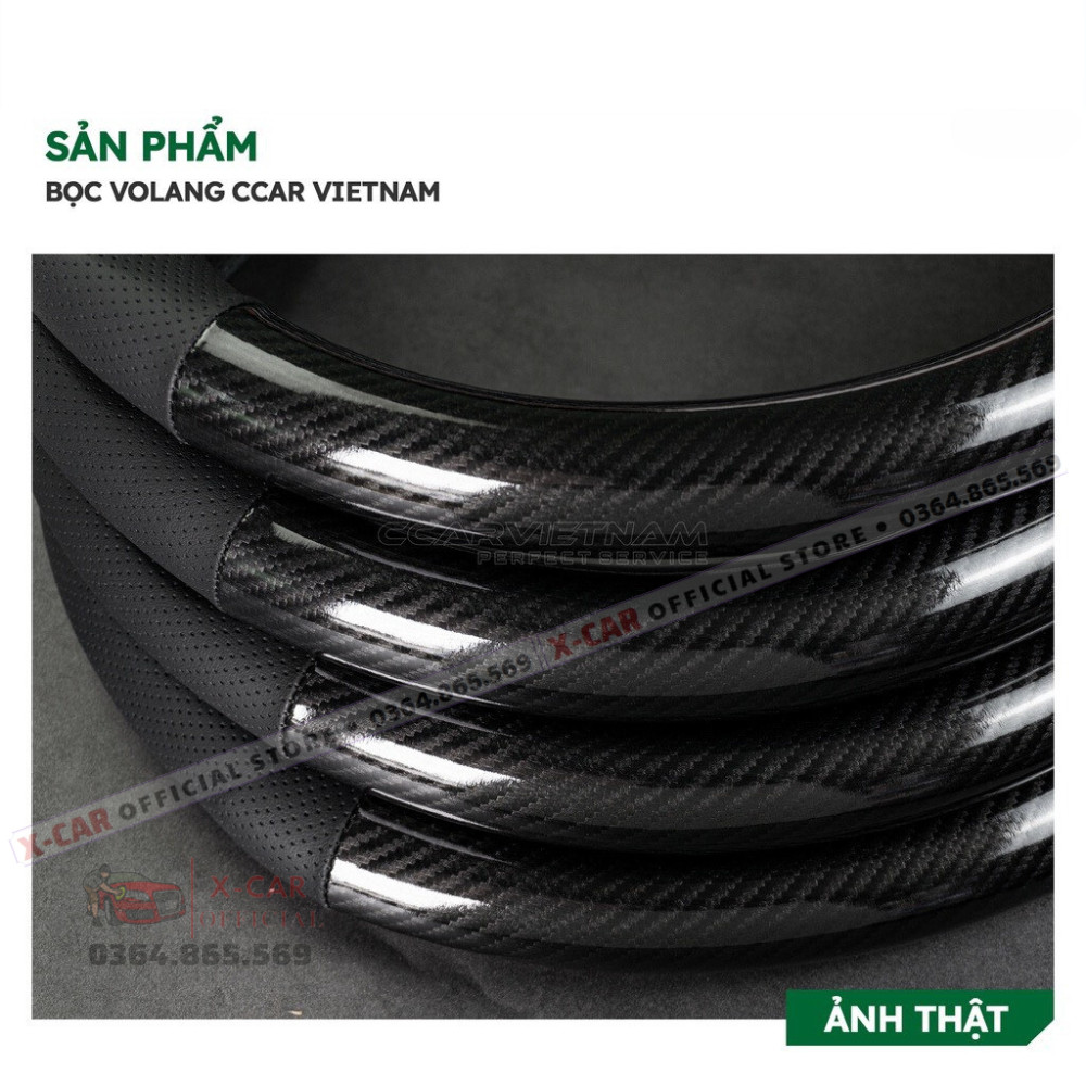Bọc vô lăng carbon 4s cao cấp kèm logo Hãng