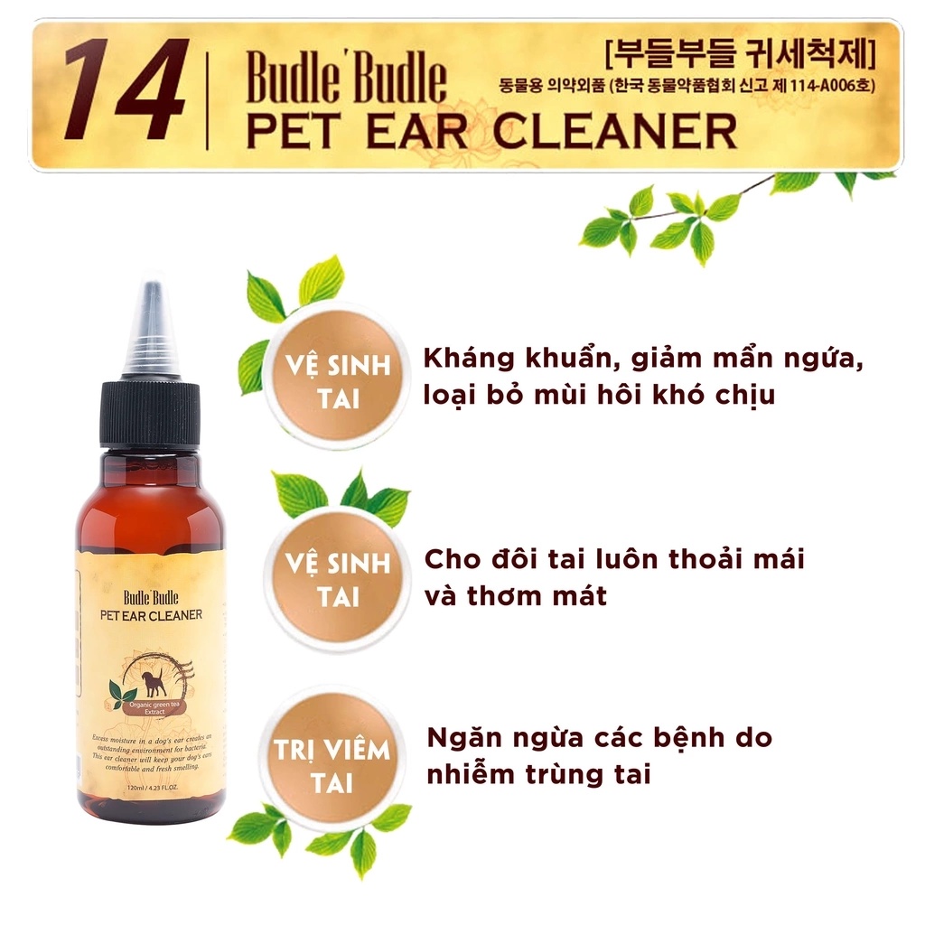 [Chính hãng] Budle'Budle (120ml) Dung Dịch Vệ Sinh Tai Mắt Răng Miệng Cho Chó