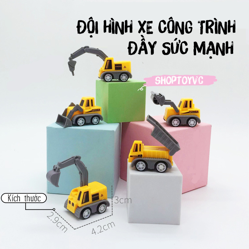 Combo 5 Chiếc Xe Đồ Chơi Công Trình Mini Động Cơ Dây Cót