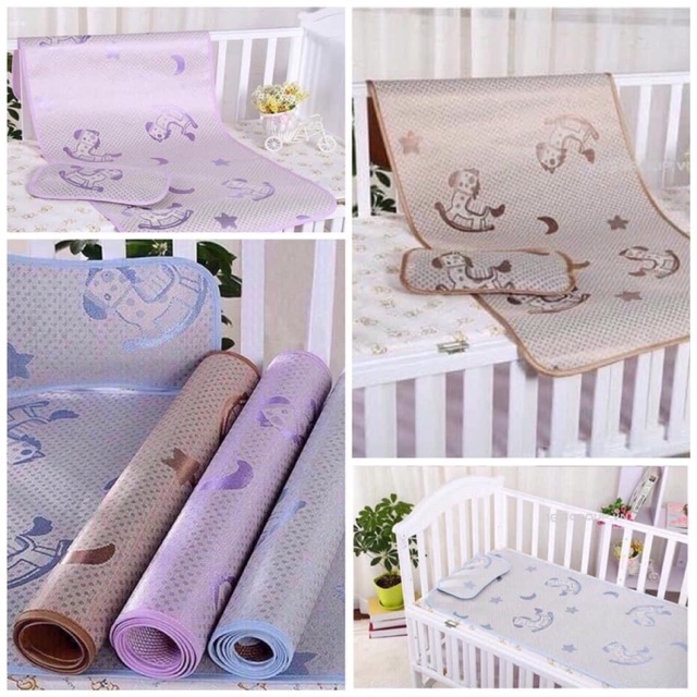 CHIẾU LỤA ĐIỀU HÒA CHO BÉ 60cmx90cm [KÈM GỐI THẢO DƯỢC] - HÀNG VIỆT NAM