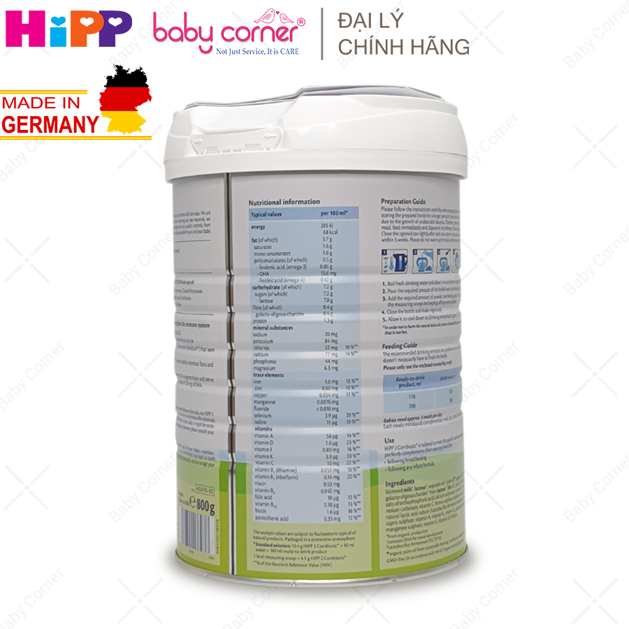 [HCM][HSD: 2024 - 2025] Sữa Bột Công Thức HIPP ORGANIC COMBIOTIC Số 2 (cho bé từ 6-12 tháng) lon 350g/ 800g