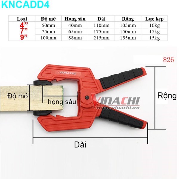 Kẹp Nhanh Chữ A Đen Đỏ Duratec 826
