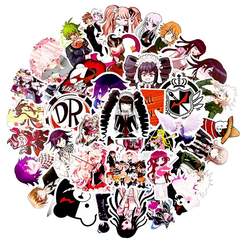 Combo 30-60 sticker Danganronpa ép lụa decal bóc dán/ hình dán anime Danganronpa