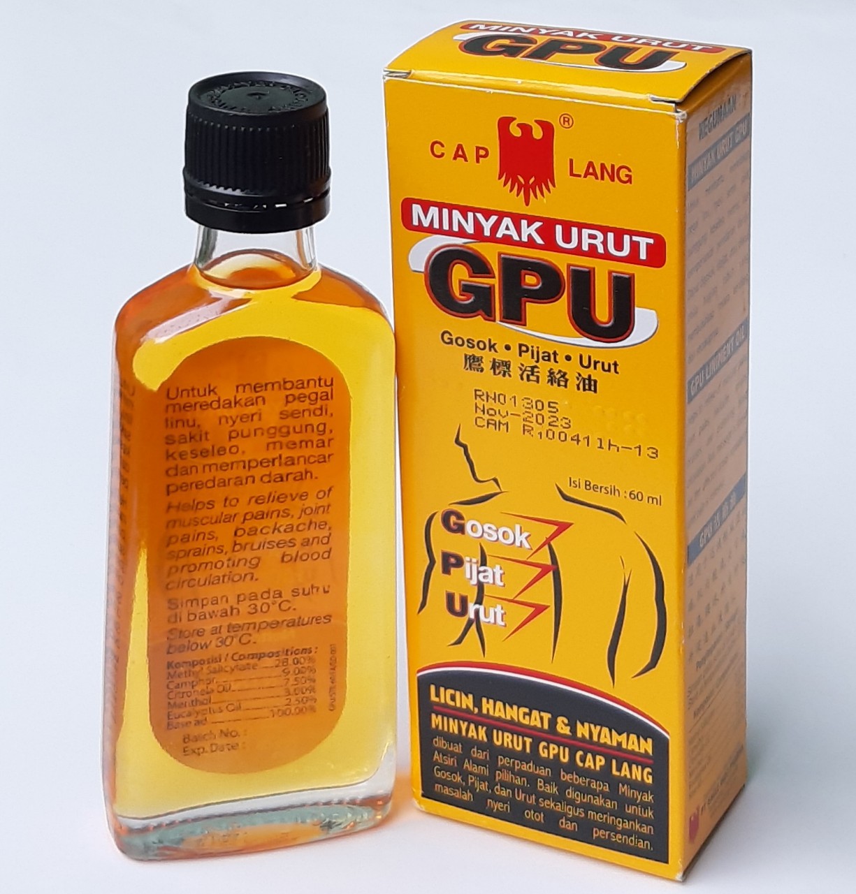 [HCM] Dầu nóng xoa bóp Minyak Urut GPU Indonesia  Net: 60ml