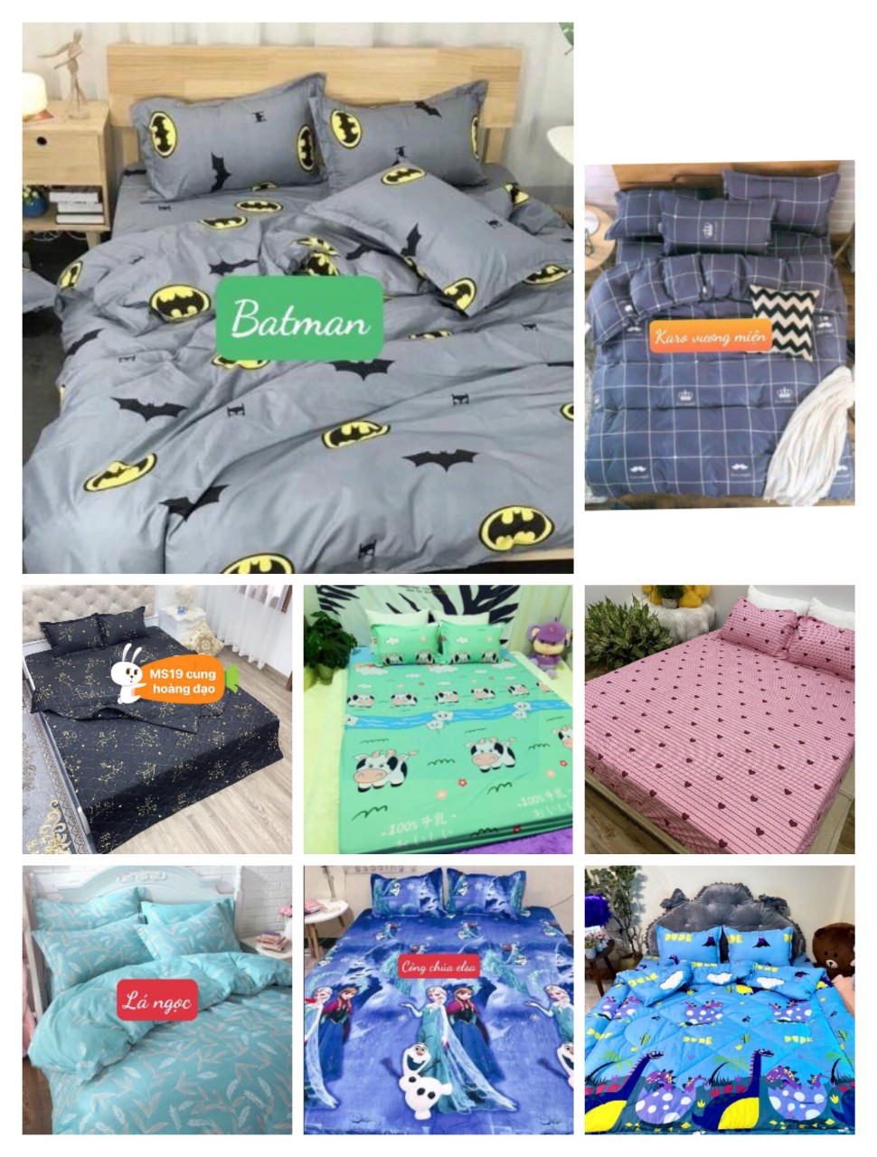 [HCM]SET GA GỐI 3 MÓN 1M6 COTTON POLY MẪU HEO HỒNG