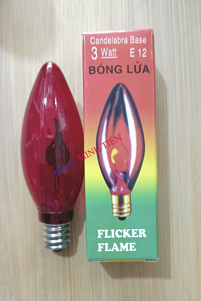 Bóng lửa nhấp nháy đuôi E12 màu đỏ, trắng sản xuất tại Việt Nam bởi Cty Hòa Thái