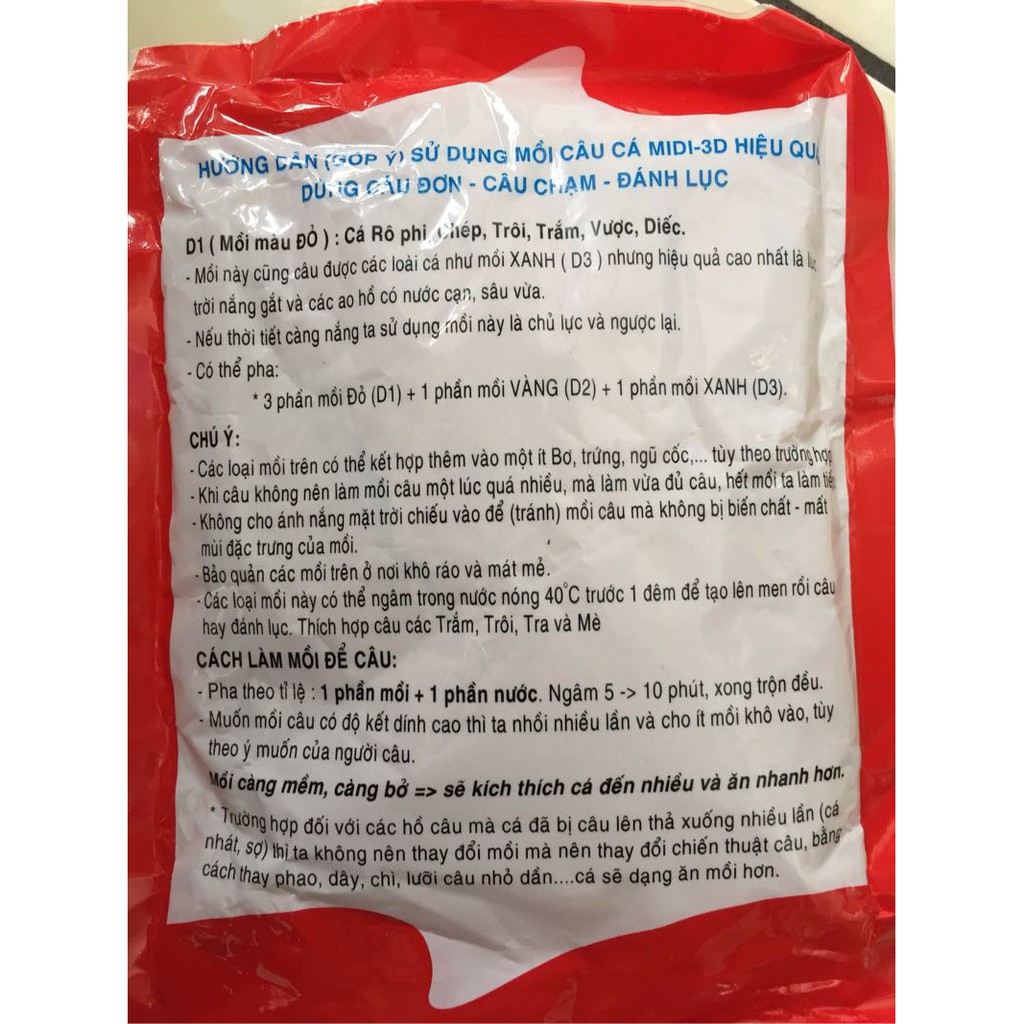 Mồi câu cá tổng hợp D1, D2, D3