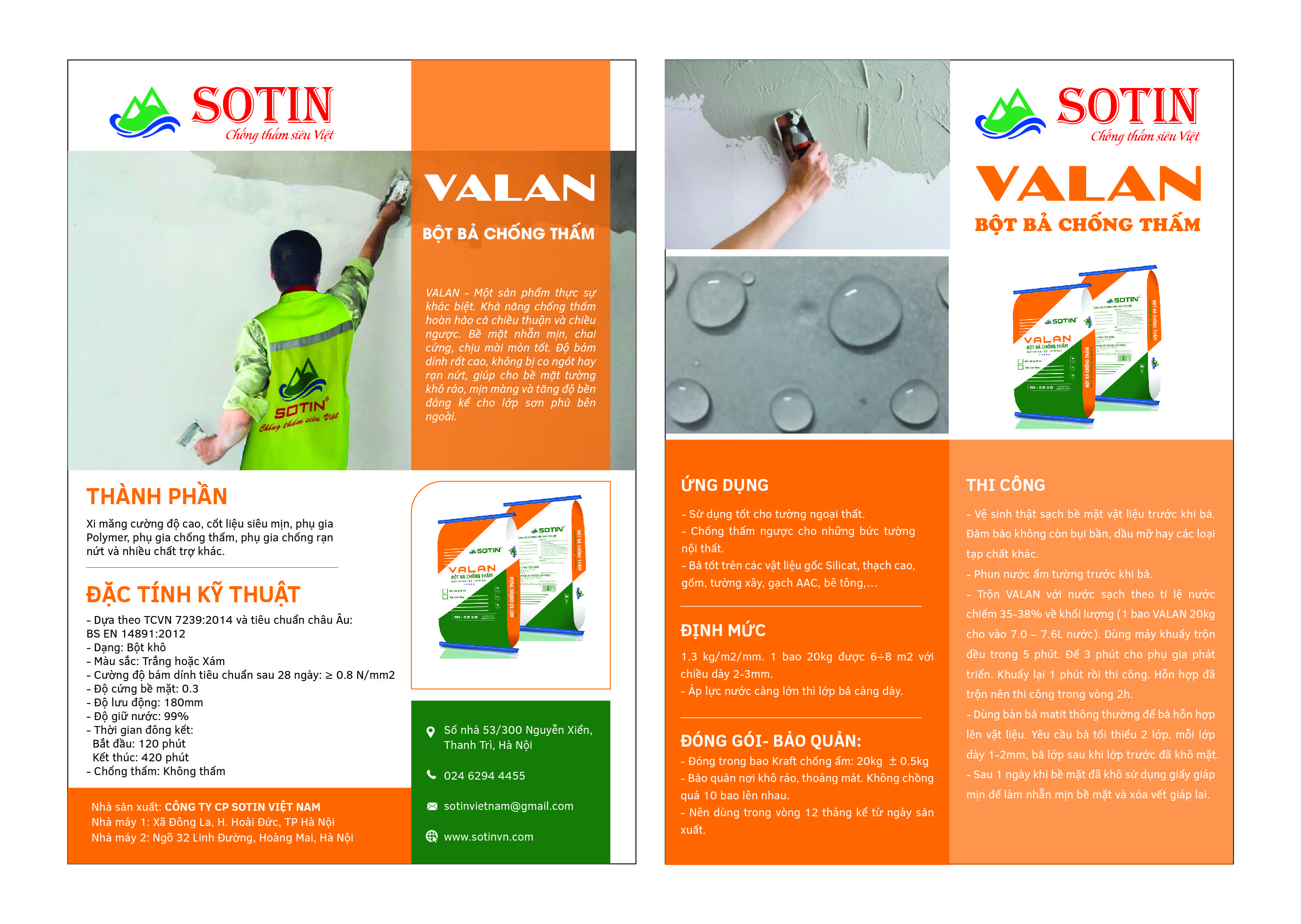 Bột bả chống thấm VALAN - SOTIN