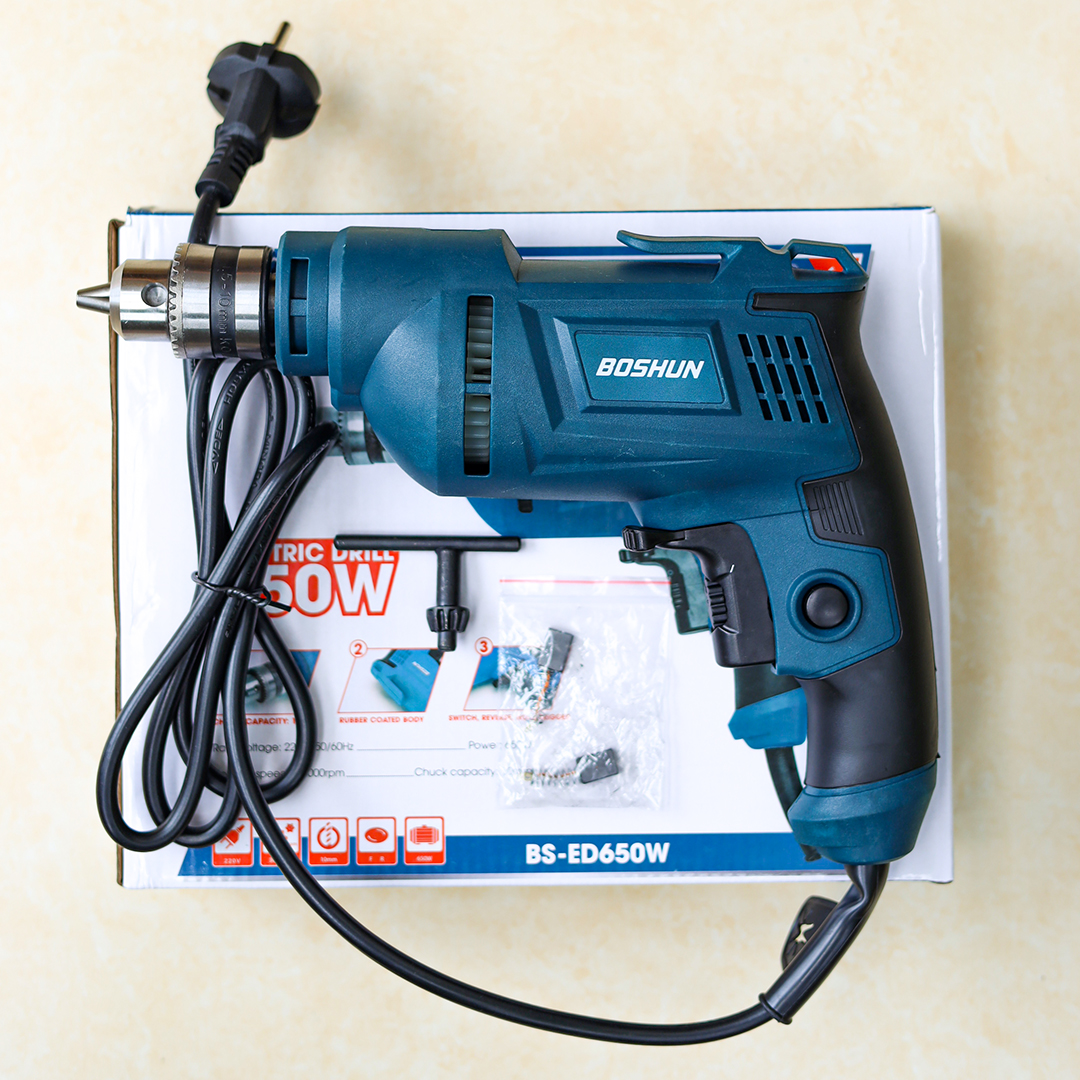  Máy Khoan Điện Đa Năng Boshun 650W - Có đảo chiều Bắt Vít Gỗ Kim Loại Gạch Siết Bulong 