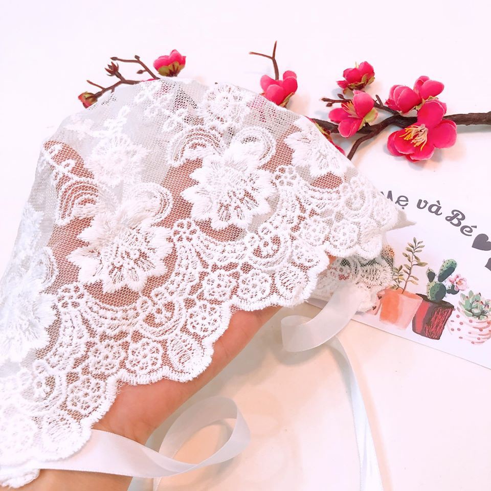 Mũ tiểu thư ren cho bé (0-12m)