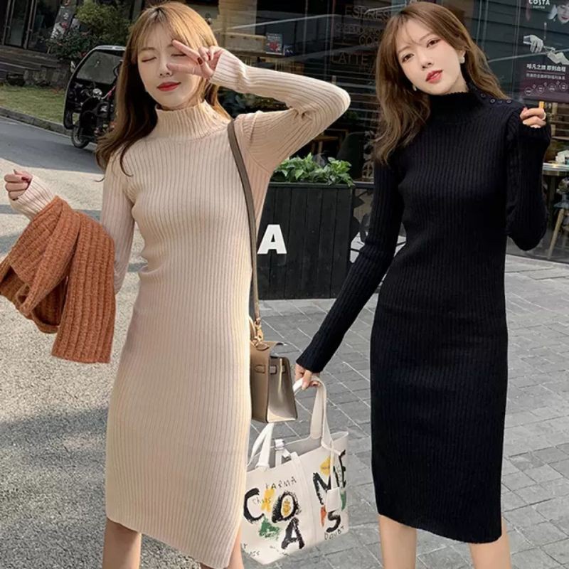 Váy len body dài tay