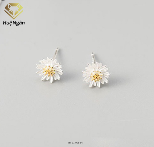 Bông tai nữ trang sức bạc ý s925 bạc xinh - hoa cúc họa mi rye140664