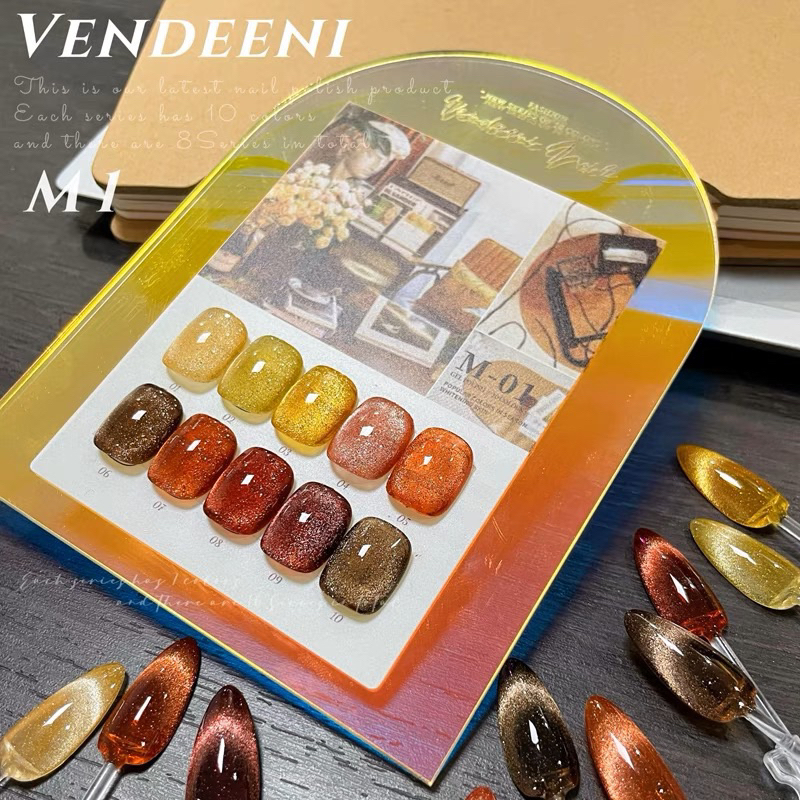 Set sơn mắt mèo hổ phách vendeeni m1 10chai