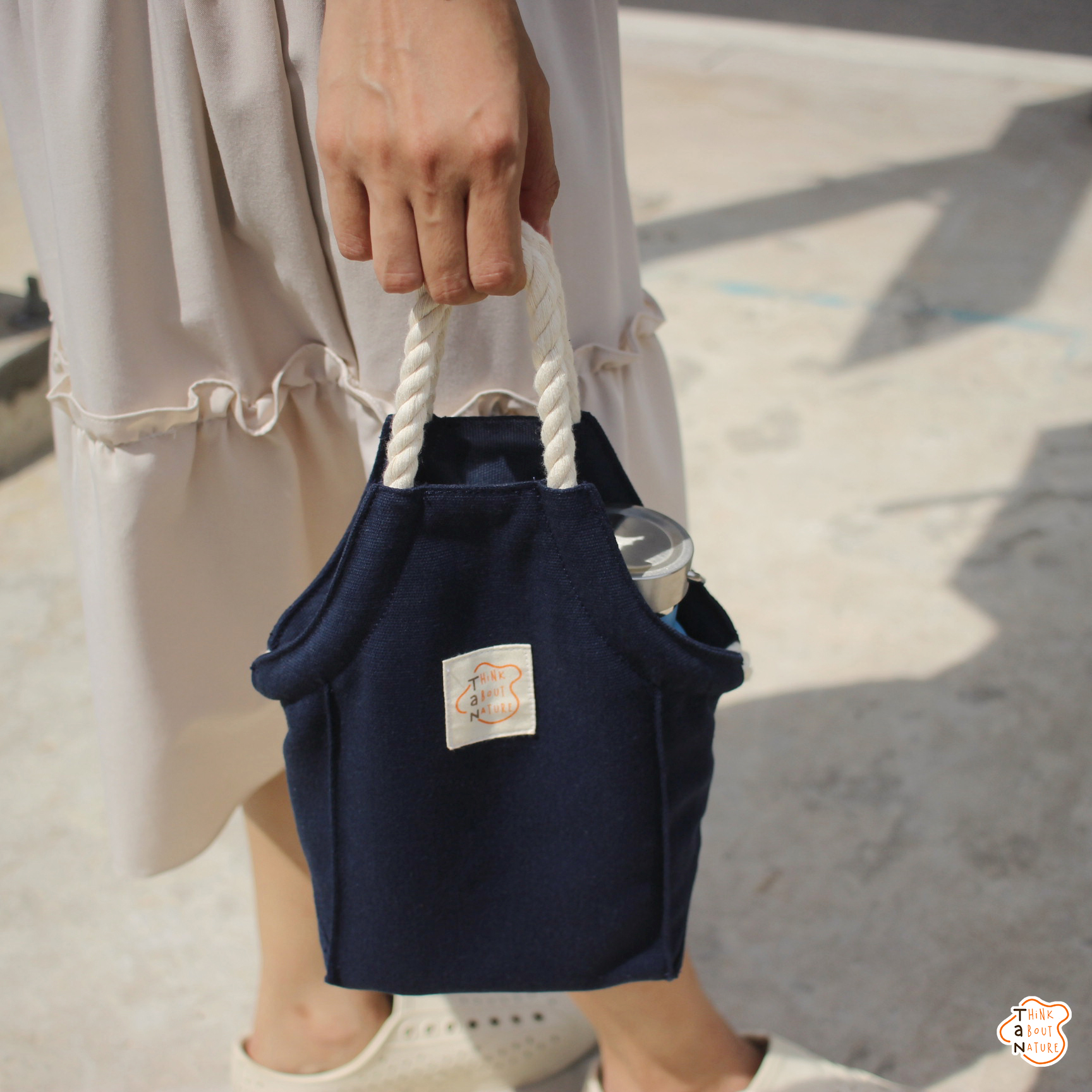TÚI VẢI CANVAS APRON BAG ĐỰNG BÌNH NƯỚC TANcupholder