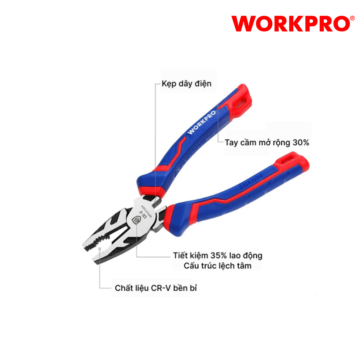 Kìm điện bằng thép CR-V 8 inch 200mm Workpro - WP231026